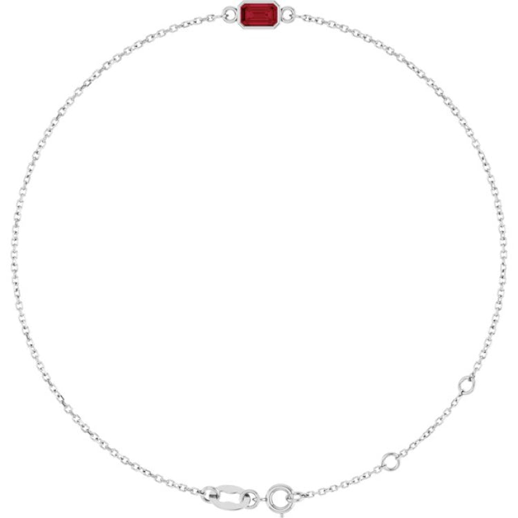 14K White Gold Natural Ruby 6 1/2-7 1/2" Bracelet