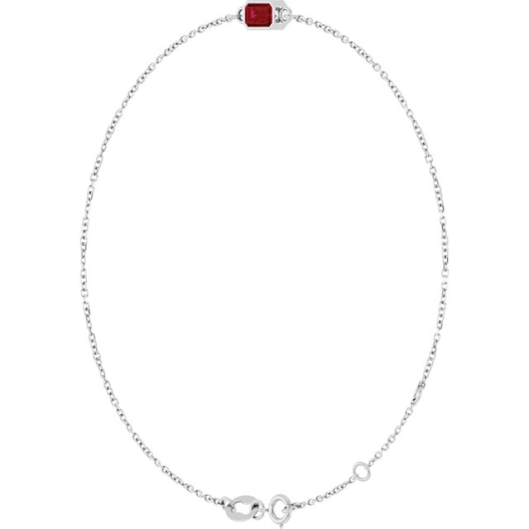 14K White Gold Natural Ruby 6 1/2-7 1/2" Bracelet