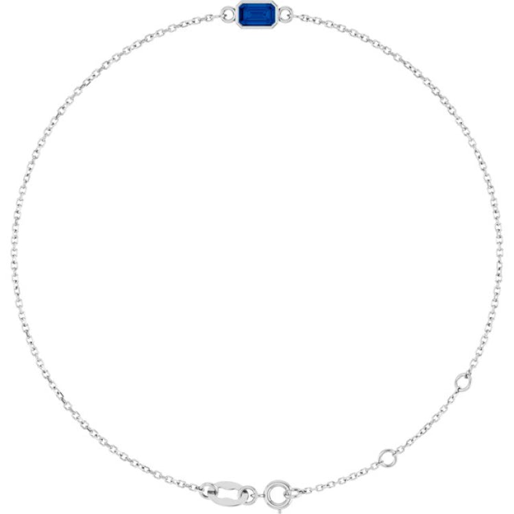 14K White Gold Lab-Grown Blue Sapphire 6 1/2-7 1/2" Bracelet