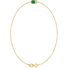 14K Yellow Gold Lab-Grown Emerald 6 1/2-7 1/2" Bracelet