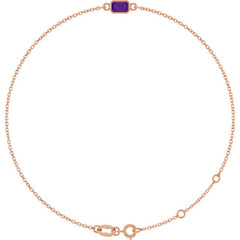 14K Rose Gold Natural Amethyst 6 1/2-7 1/2" Bracelet