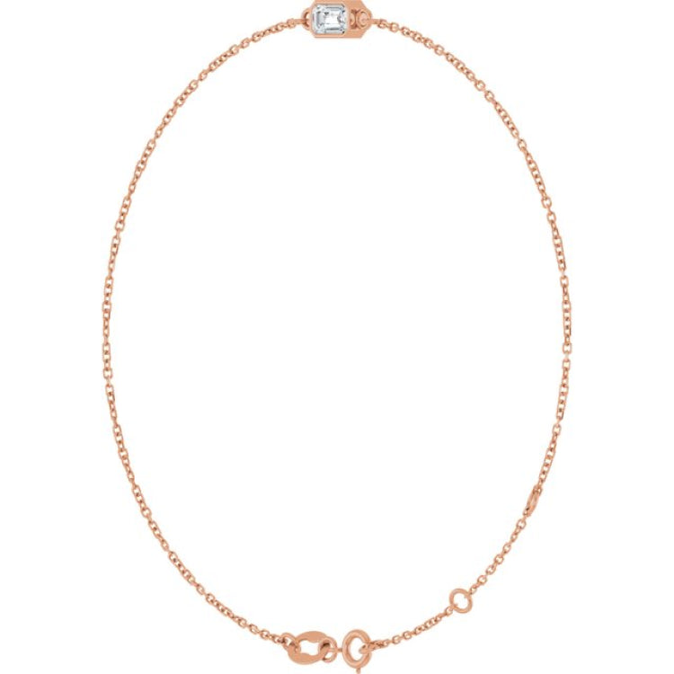14K Rose Gold Natural White Sapphire 6 1/2-7 1/2" Bracelet