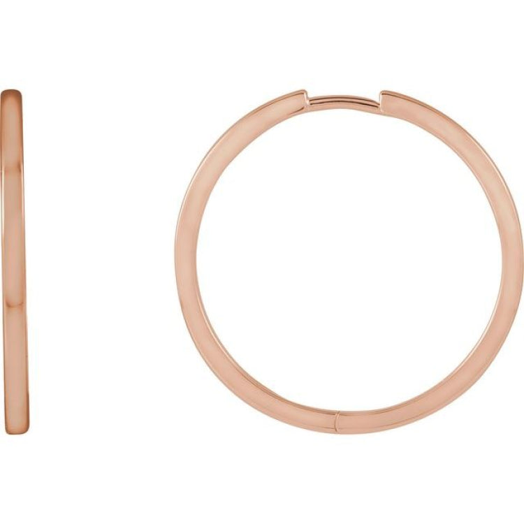 14K Rose Gold Hinged 25 mm Hoop Earring