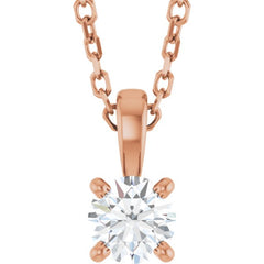 14K Rose Gold 1/4 CT Lab-Grown Diamond 18" Necklace