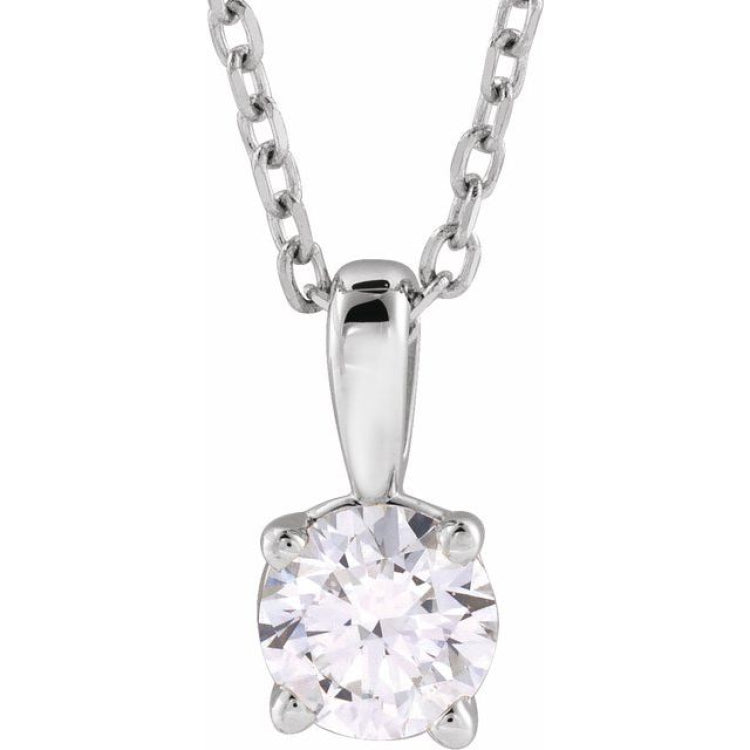 14K White Gold 2 CT Natural Diamond 18" Necklace