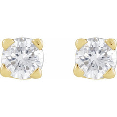 14K Yellow Gold Natural White Sapphire Earring