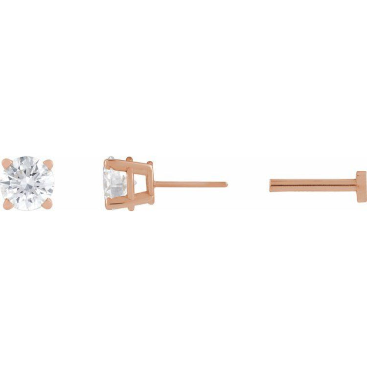 14K Rose Gold 1/2 CT Natural  Diamond Earring