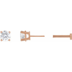 14K Rose Gold 1/2 CT Natural  Diamond Earring