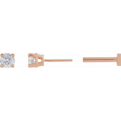14K Rose Gold 1/10 CT Lab-Grown Diamond  Earring