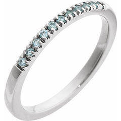 10K White Gold Natural Aquamarine Stackable Ring