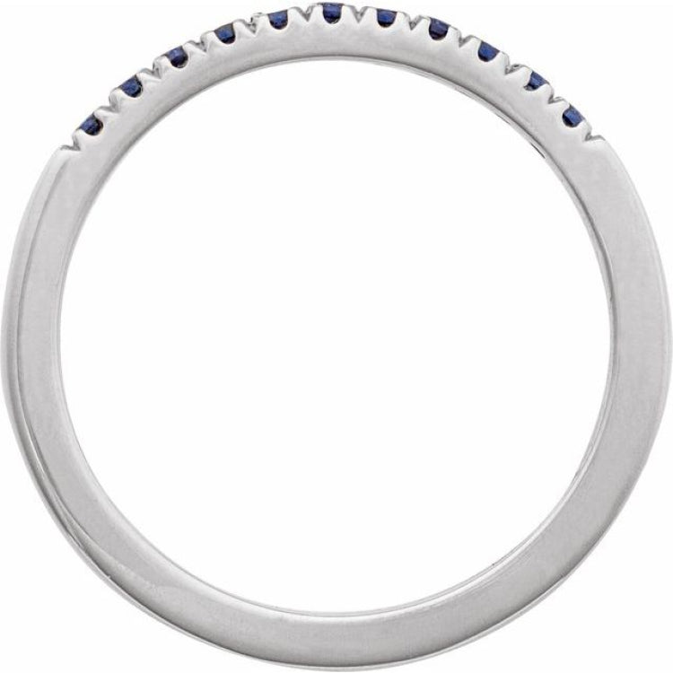 10K White Gold Natural Blue Sapphire Stackable Ring