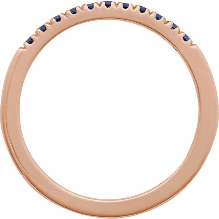 10K Rose Gold Lab-Grown Blue Sapphire Stackable Ring