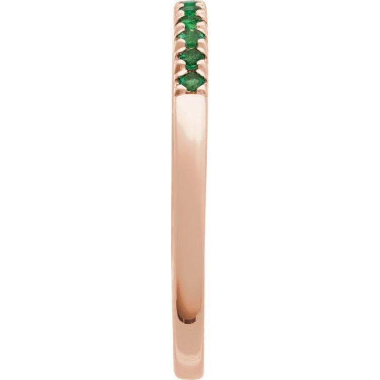 10K Rose Gold Lab-Grown Emerald Stackable Ring