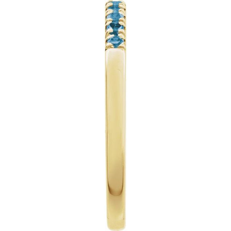 10K Yellow Gold Natural London Blue Topaz Stackable Ring
