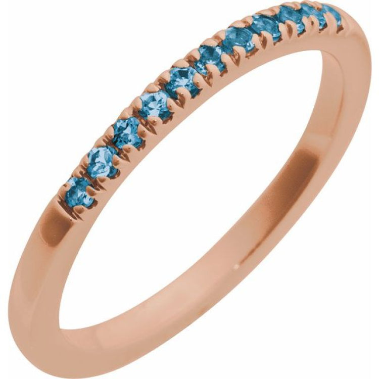 10K Rose Gold Natural London Blue Topaz Stackable Ring
