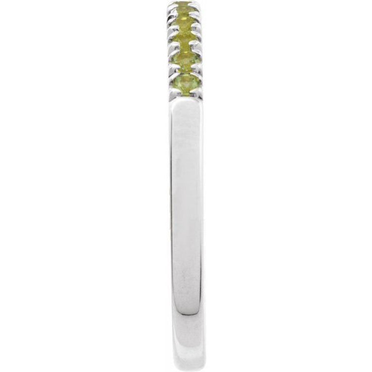 10K White Gold Natural Peridot Stackable Ring