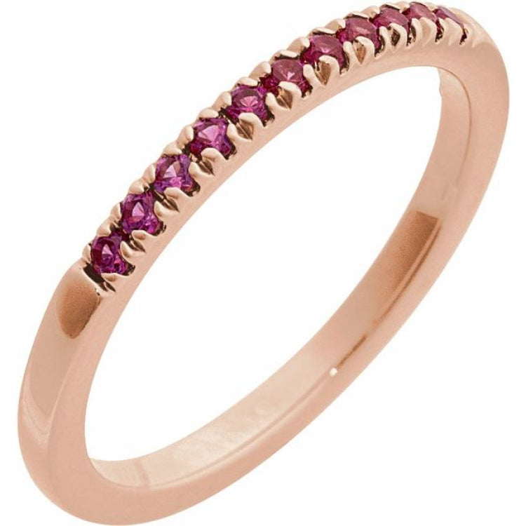 10K Rose Gold Lab-Grown Ruby Stackable Ring
