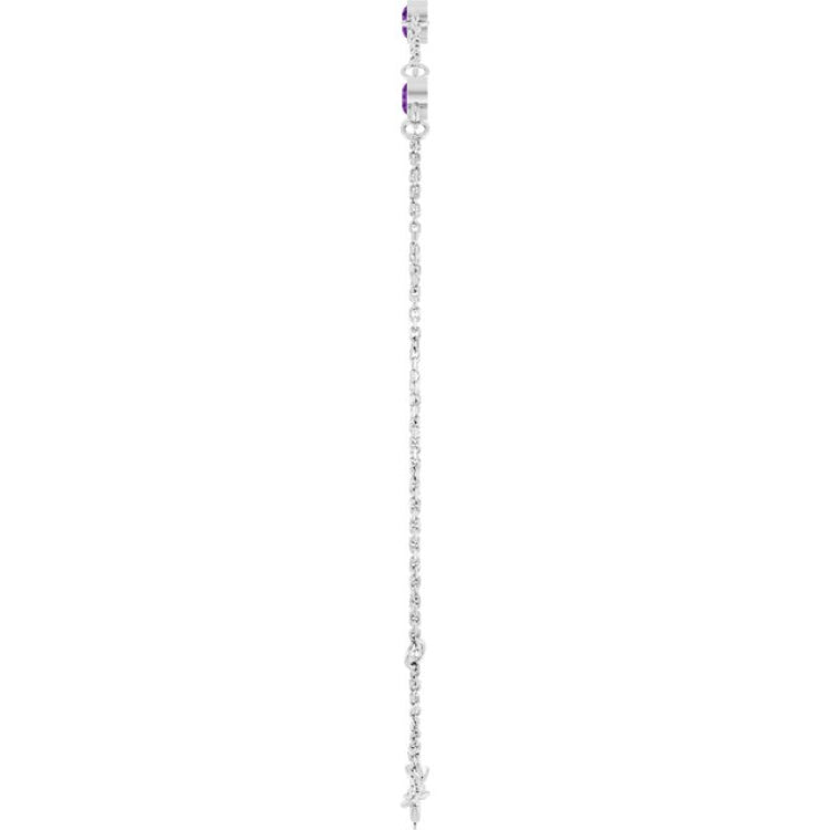 Sterling Silver Natural Amethyst Bezel-Set 3-Stone 6 1/2-7 1/2" Bracelet
