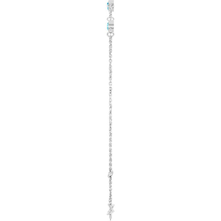 Sterling Silver Natural Aquamarine Bezel-Set 3-Stone 6 1/2-7 1/2" Bracelet