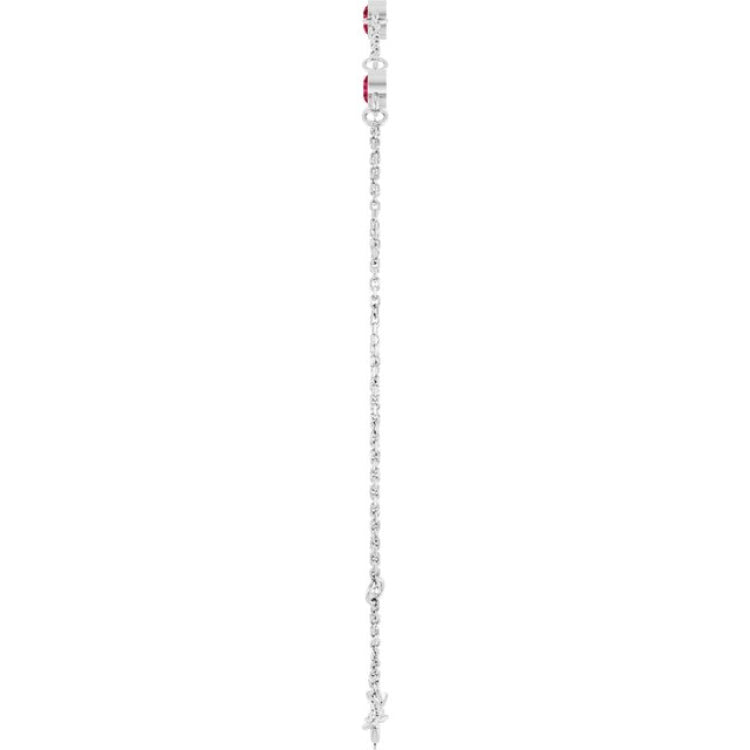 Sterling Silver Lab-Grown Ruby Bezel-Set 3-Stone 6 1/2-7 1/2" Bracelet