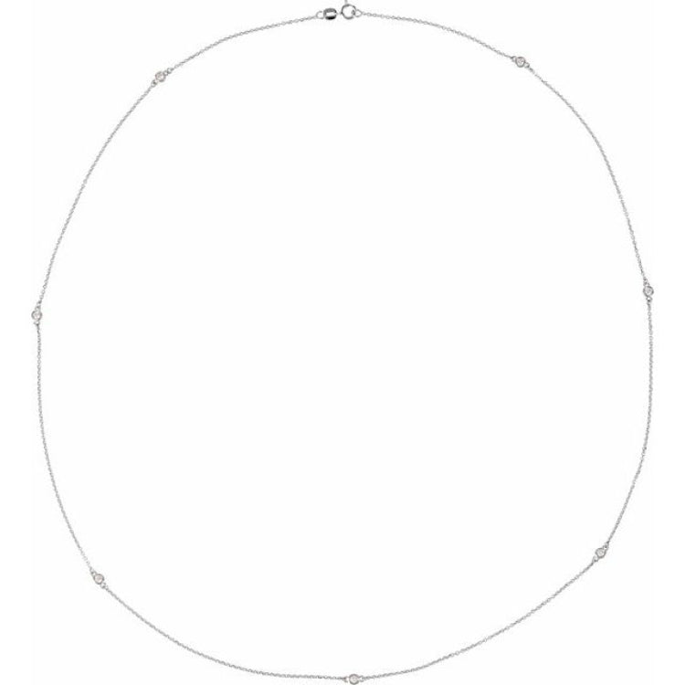 14K White Gold 1/3 CTW Natural Diamond 7-Station 24" Necklace