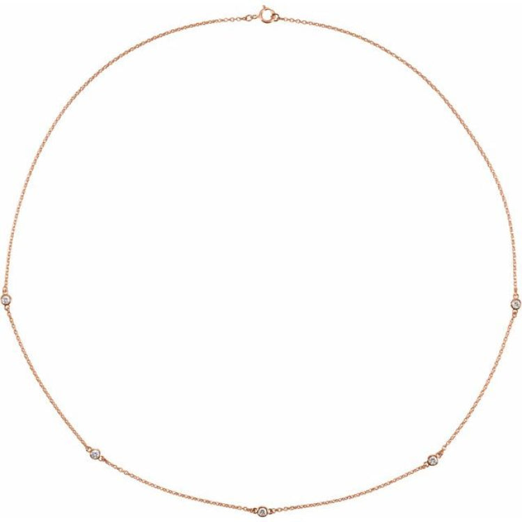 14K Rose Gold 1/4 CTW Natural Diamond 5-Station 18" Necklace