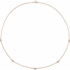 14K Rose Gold 1/4 CTW Natural Diamond 5-Station 18" Necklace