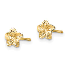14k Small Plumeria Flower Post Earrings