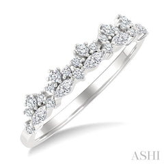 1/3 Ctw Marquise and Round Cut Diamond Trio Fashion Band in 10K White Gold