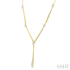 1 Ctw Marquise Cut Diamond Tapered Bar Necklace in 14K Yellow Gold