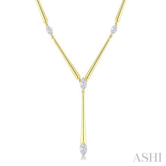 1 Ctw Marquise Cut Diamond Tapered Bar Necklace in 14K Yellow Gold