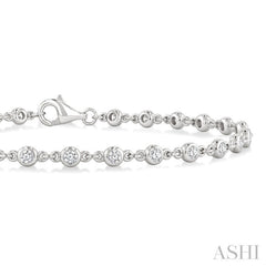1 Ctw Bezel Set Round Cut Diamond Station Bracelet in 14K White Gold
