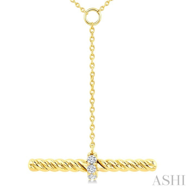 1/20 Ctw Round Cut Diamond  T-Bar Fashion Rope Necklace in 10K Yellow Gold