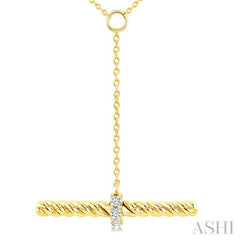 1/20 Ctw Round Cut Diamond  T-Bar Fashion Rope Necklace in 10K Yellow Gold