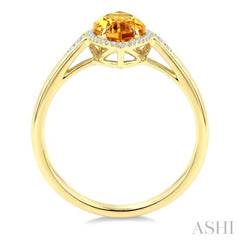 16X7 MM Evoque Gemstone Marquise Shape Citrine and 1/6 Ctw Round Cut Diamond Semi-Precious Ring in 10K Yellow Gold