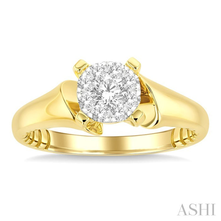 1/3 Ctw Lovebright Tapered Open Center Circular Shape Round Cut Diamond Fashion Ring in 14K Yellow and White Gold