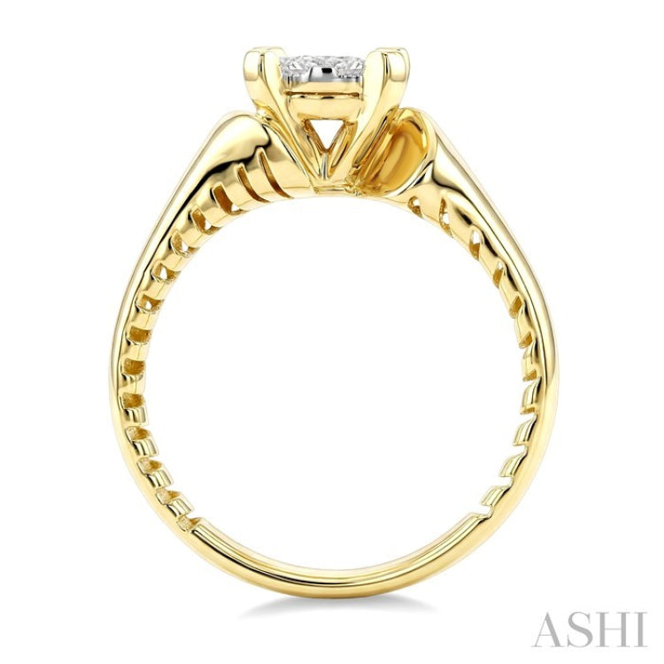 1/3 Ctw Lovebright Tapered Open Center Circular Shape Round Cut Diamond Fashion Ring in 14K Yellow and White Gold