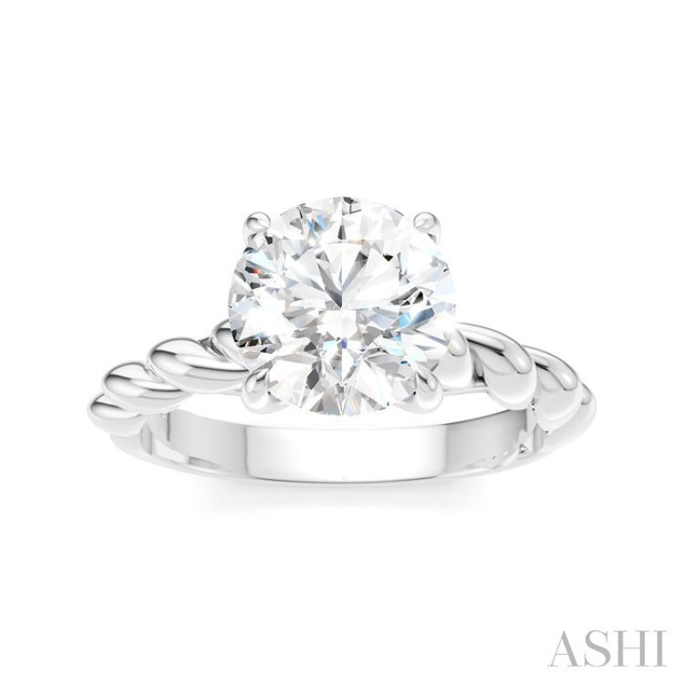 1/20 Ctw Akari Circular Shape Rope Shank Round Cut Diamond Semi Mount Engagement Ring in 14K White Gold