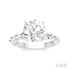 1/20 Ctw Akari Circular Shape Rope Shank Round Cut Diamond Semi Mount Engagement Ring in 14K White Gold