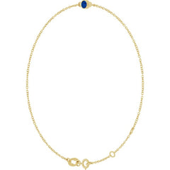 14K Yellow Gold Lab-Grown Blue Sapphire Bezel-Set Solitaire 6 1/2-7 1/2" Bracelet