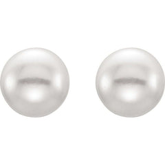 Sterling Silver 6-7 mm Cultured White Freshwater Button Pearl Earrings