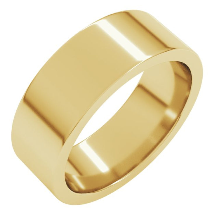 14K Yellow Gold 7 mm Comfort-Fit Flat Band Size 8