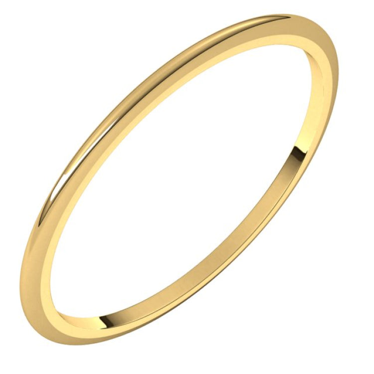 14K Yellow Gold 1 mm Half Round Band Size 4.5