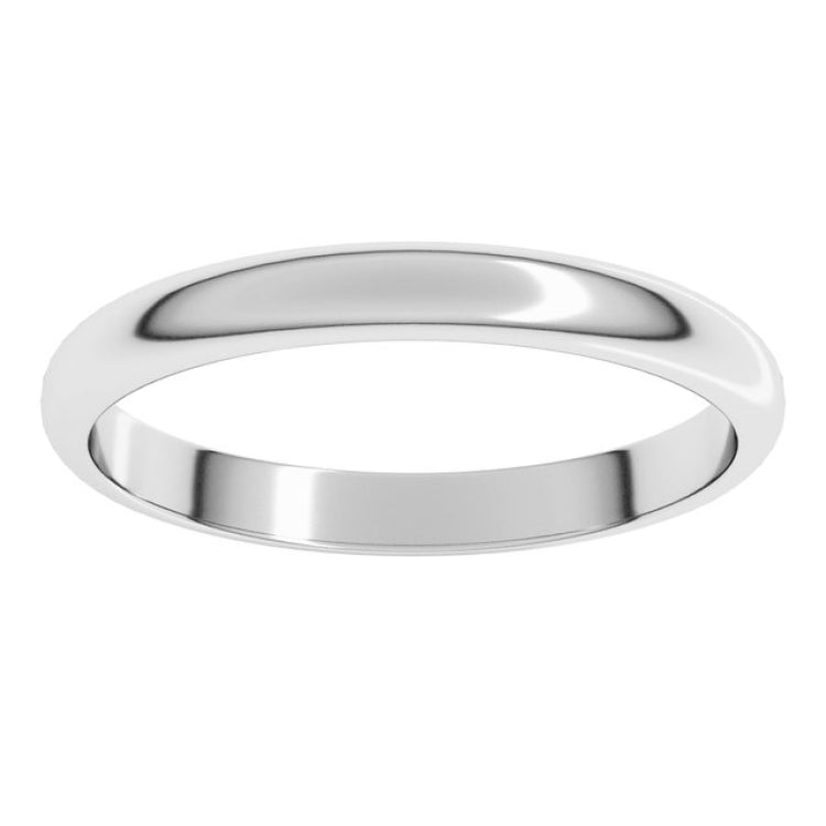 10K White Gold 2.5 mm Half Round Band Size 8