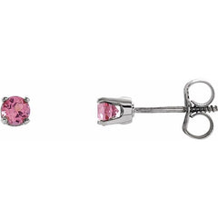 14K White Gold Imitation Pink Tourmaline Youth Earrings