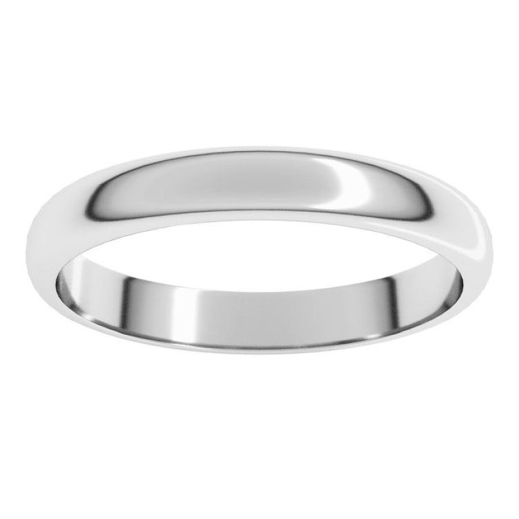 Platinum 3 mm Half Round Band Size 7