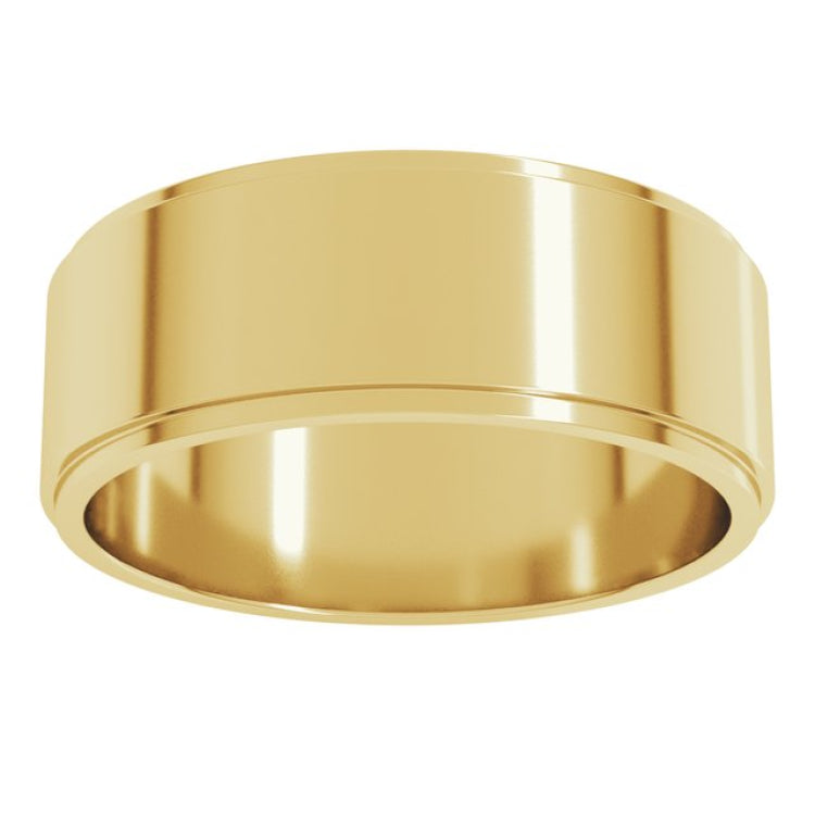 14K Yellow Gold 7 mm Stepped-Edge Flat Band Size 10