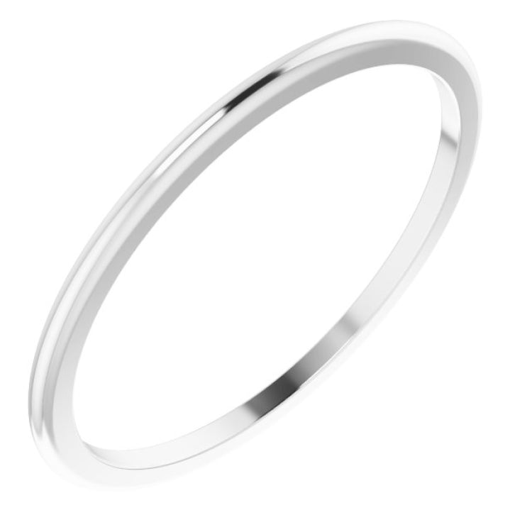 14K White Gold 1 mm Half Round Band Size 6.5