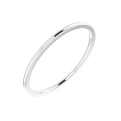 14K White Gold 1 mm Comfort-Fit Half Round Band Size 6.5