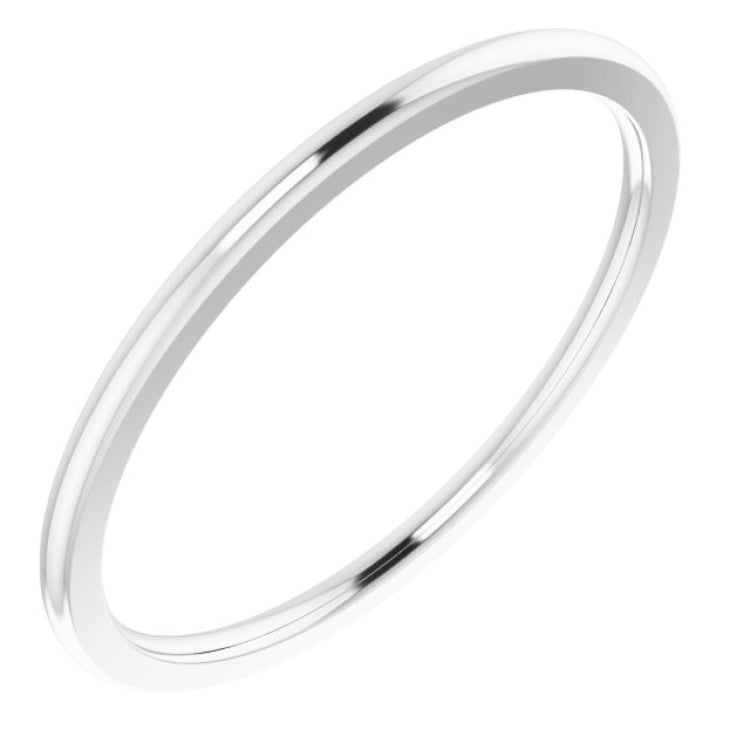 14K White Gold 1 mm Comfort-Fit Half Round Band Size 5.5